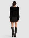 NADYA FAUX FUR TRIM CARDIGAN-Black-ALICE + OLIVIA