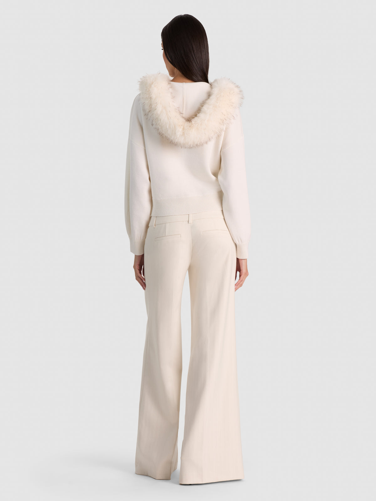 NADYA FAUX FUR TRIM CARDIGAN-SOFT WHITE-ALICE + OLIVIA