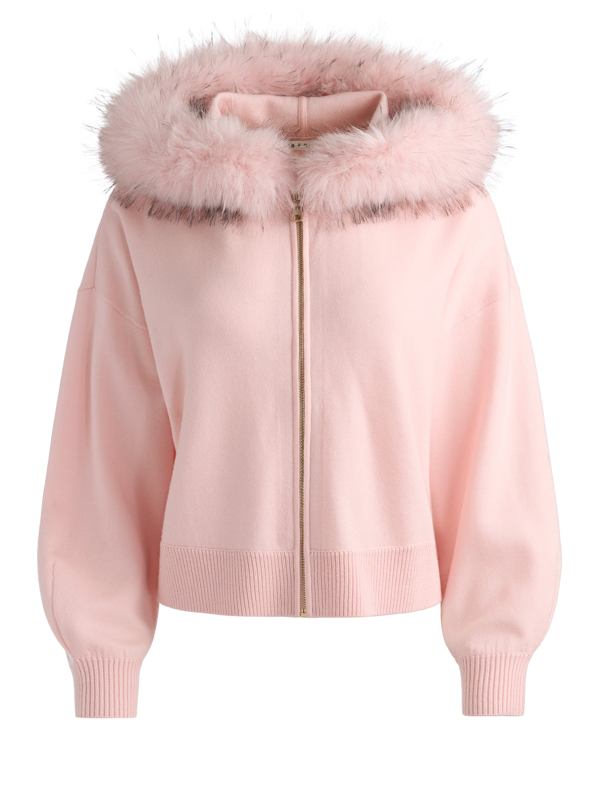 NADYA FAUX FUR TRIM CARDIGAN - BLUSH