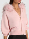 NADYA FAUX FUR TRIM CARDIGAN-BLUSH-ALICE + OLIVIA