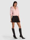 NADYA FAUX FUR TRIM CARDIGAN-BLUSH-ALICE + OLIVIA
