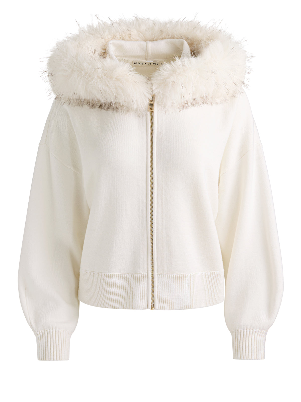 NADYA FAUX FUR TRIM CARDIGAN - SOFT WHITE