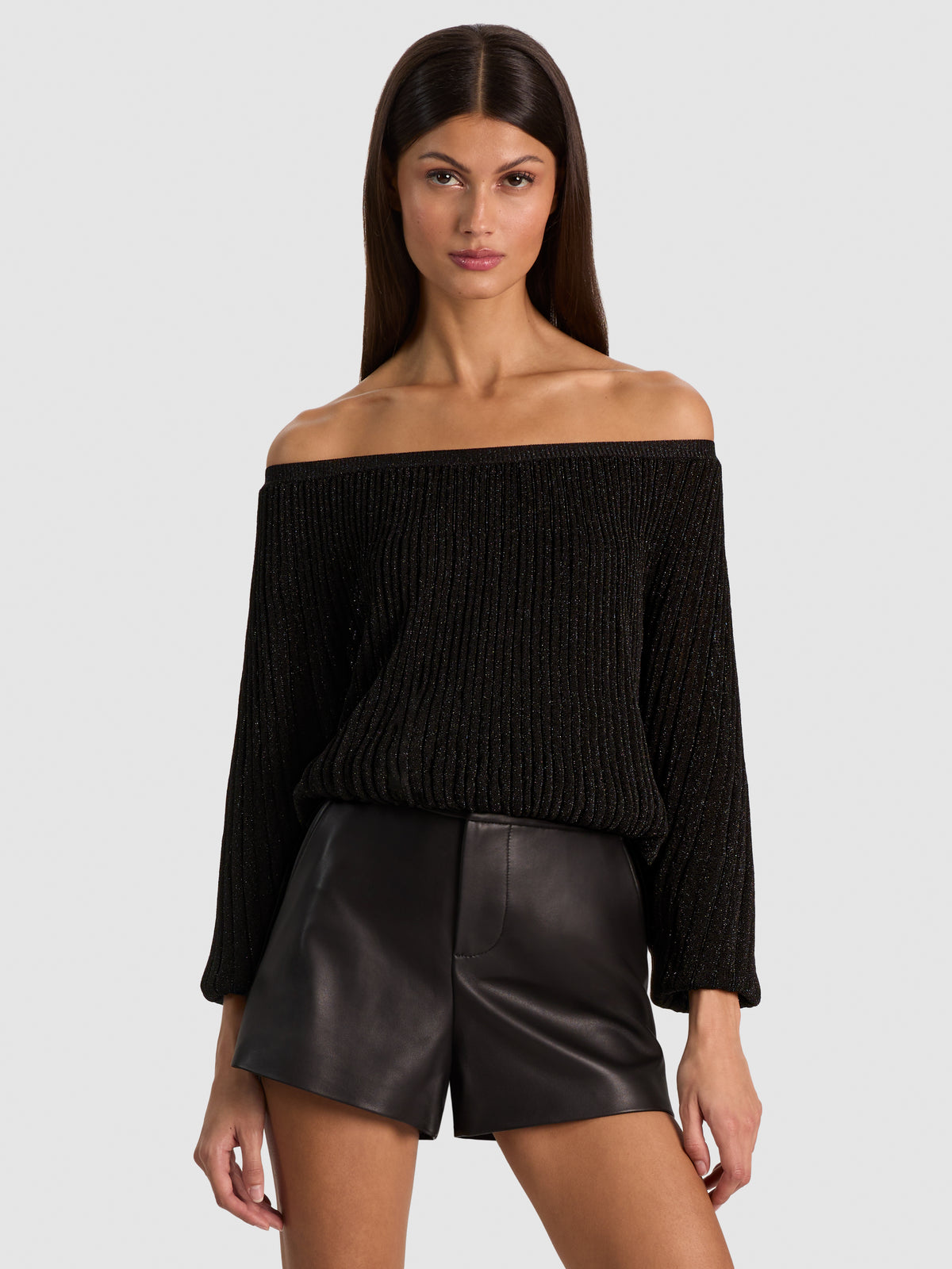 CYRIL PLEATED PULLOVER-BLACK METALLIC-ALICE + OLIVIA