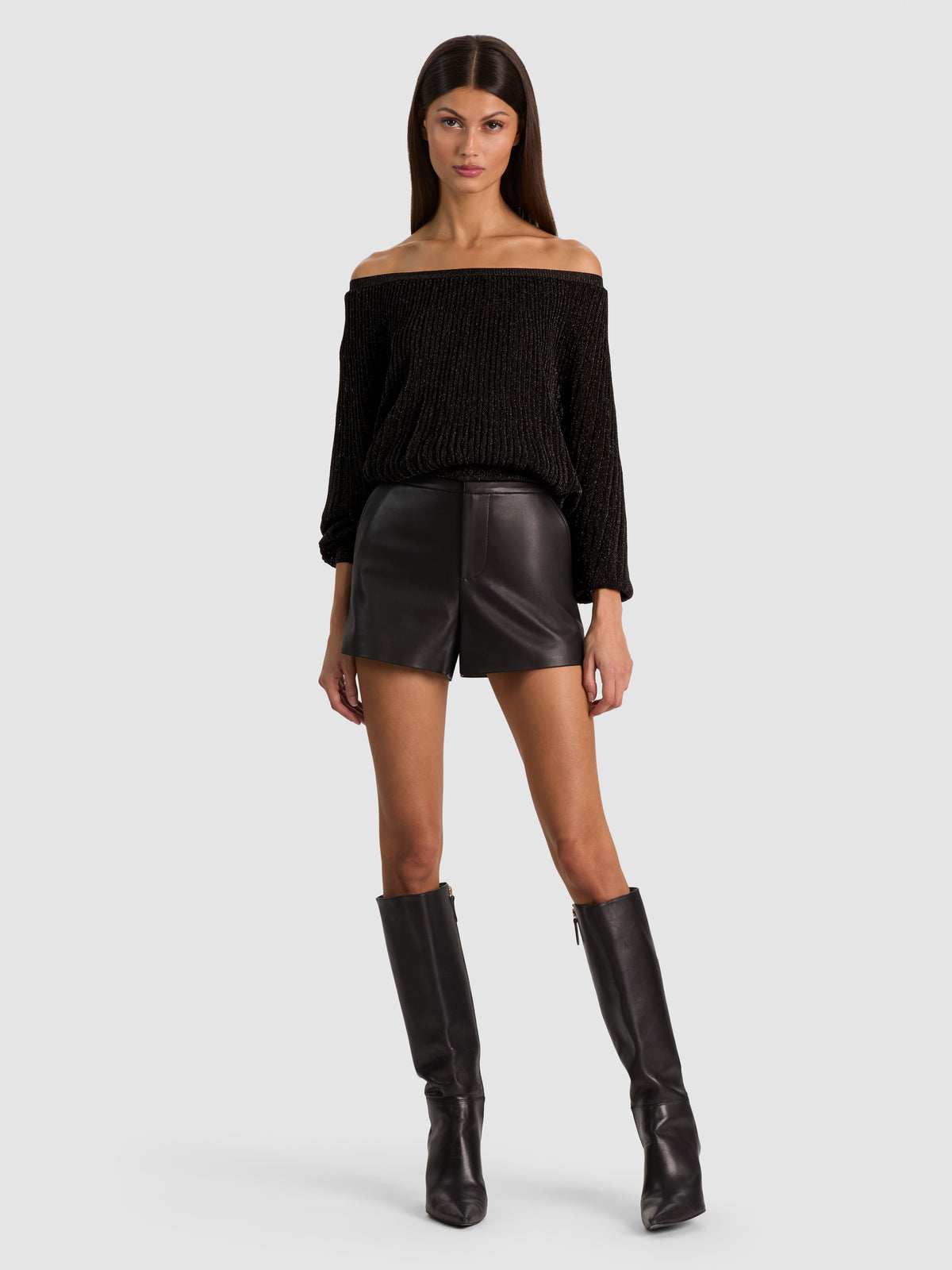 CYRIL PLEATED PULLOVER-BLACK METALLIC-ALICE + OLIVIA