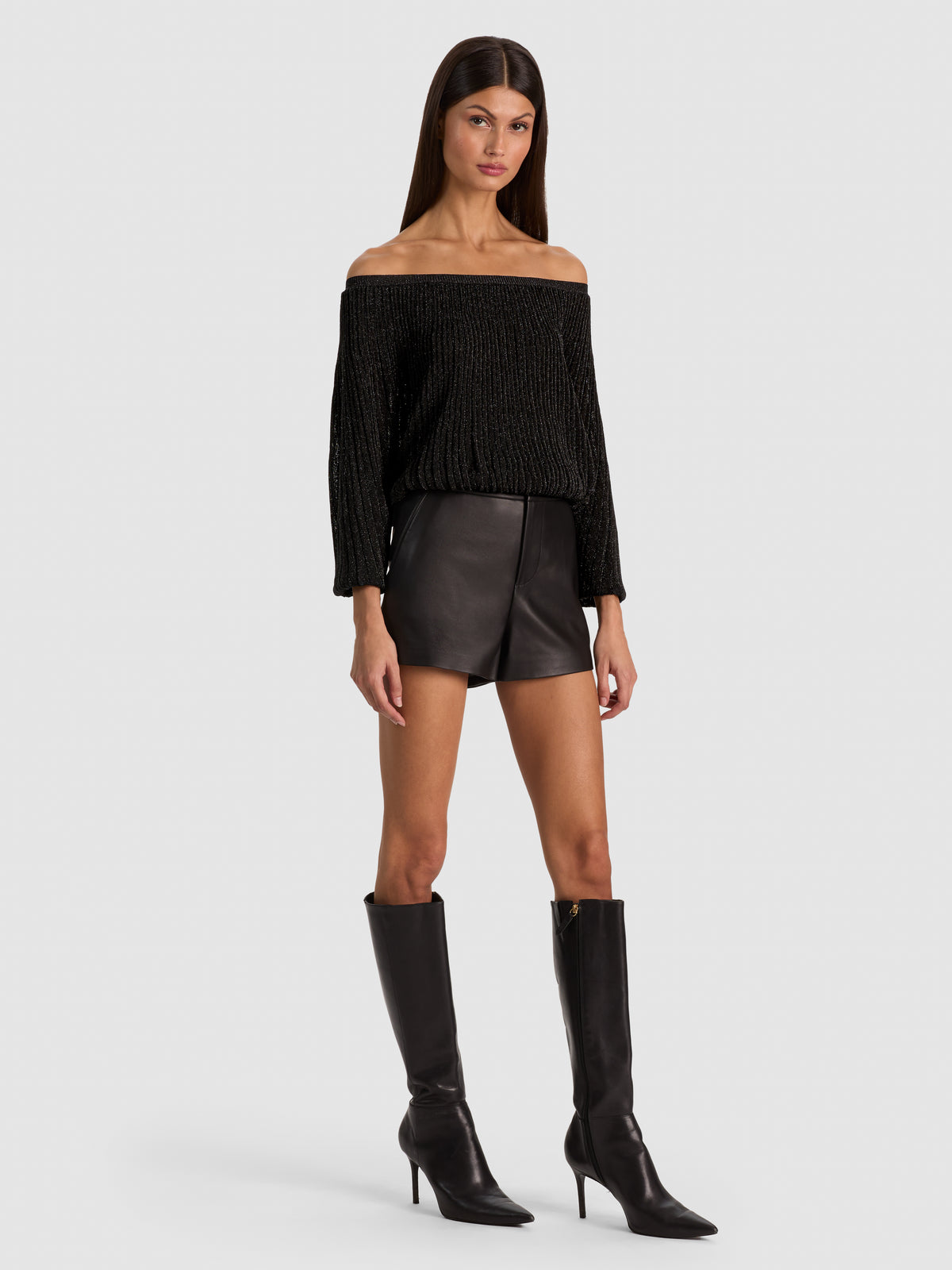 CYRIL PLEATED PULLOVER-BLACK METALLIC-ALICE + OLIVIA