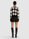 CAROLEE EMBELLISHED ARGYLE CARDIGAN-BLACK/SOFT WHITE-ALICE + OLIVIA