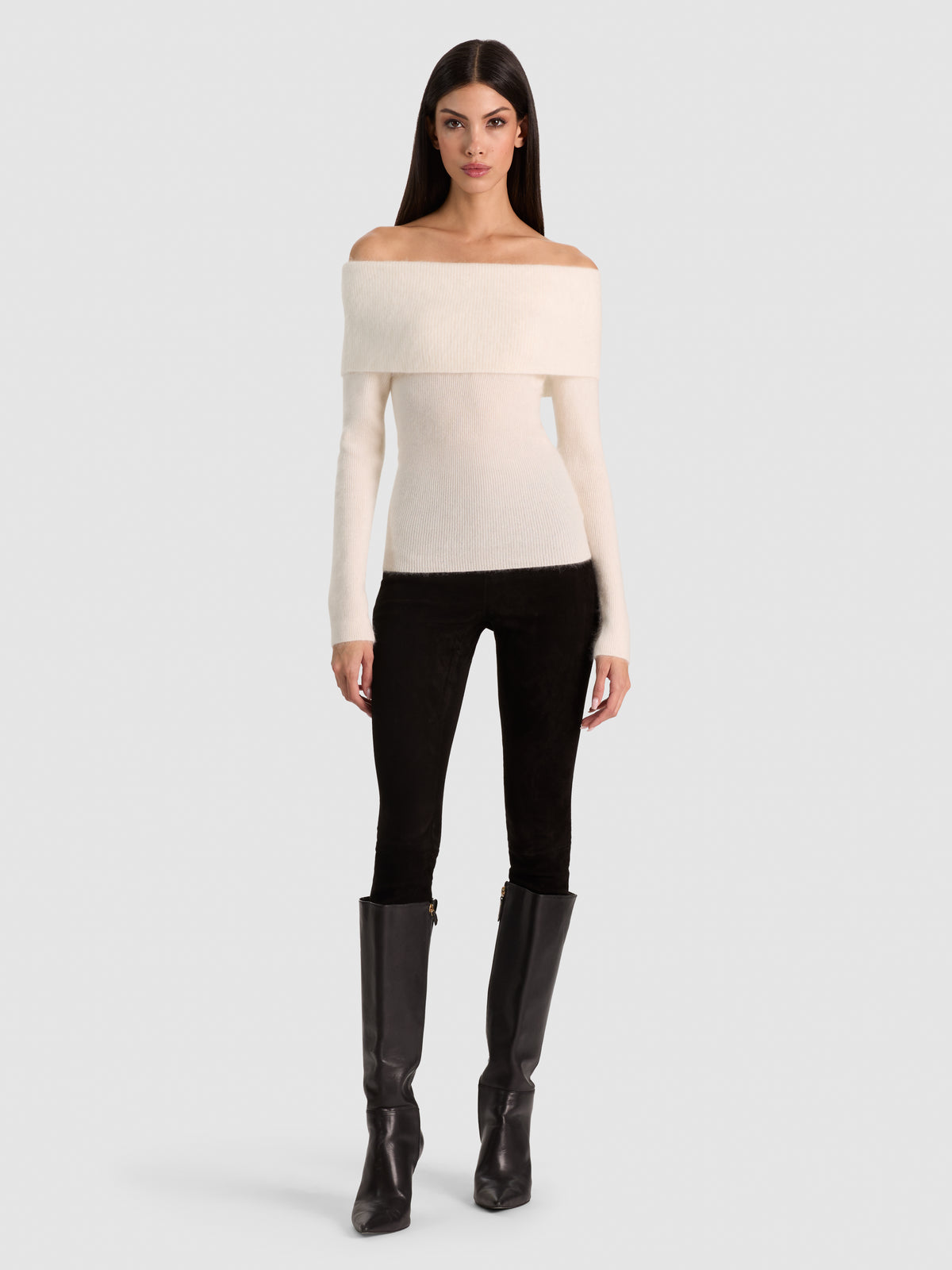PULL-OVER DOLAN FOLDOVER MANCHES LONGUES - BLANC DOUX