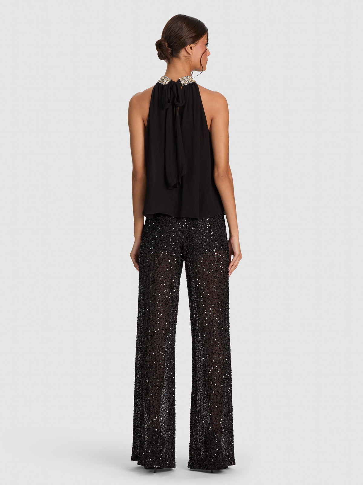 MARIS EMBELLISHED COLLAR TOP-Black-ALICE + OLIVIA