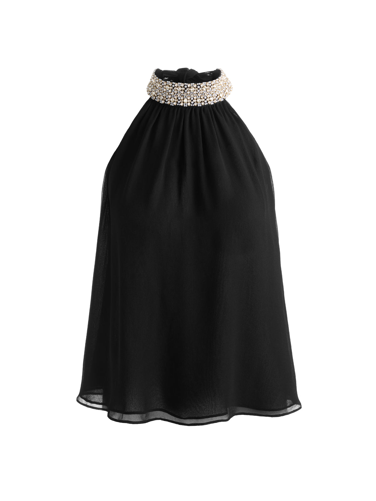 MARIS EMBELLISHED COLLAR TOP-Black-ALICE + OLIVIA