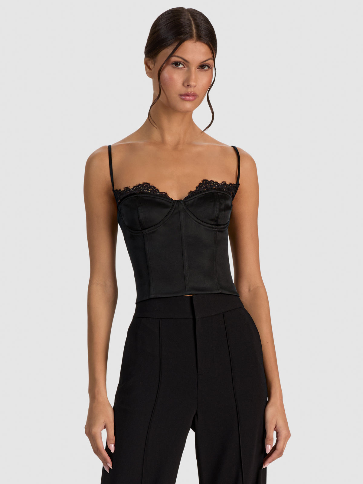 NILA LACE CORSET TOP-Black-ALICE + OLIVIA