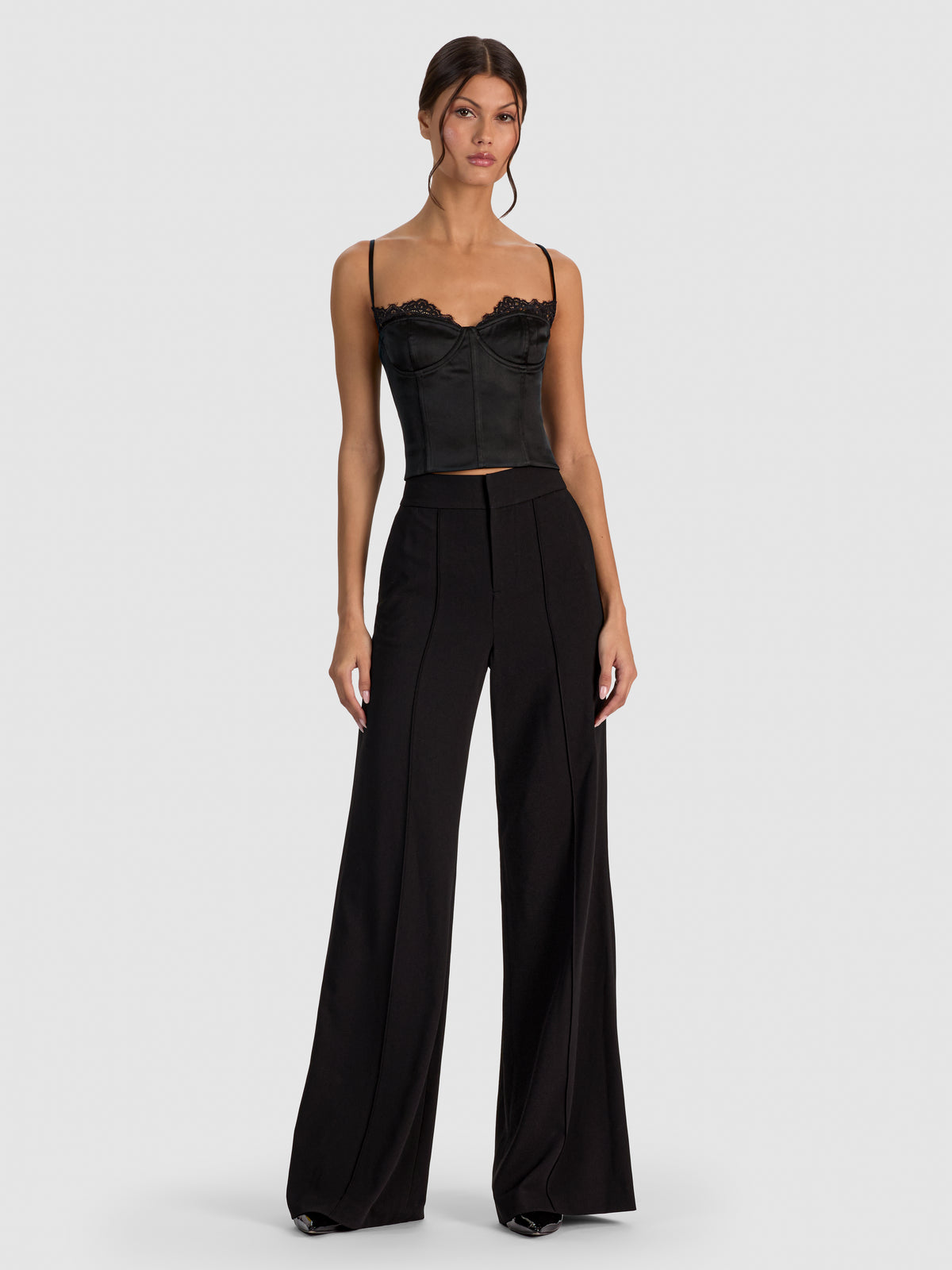 NILA LACE CORSET TOP - BLACK