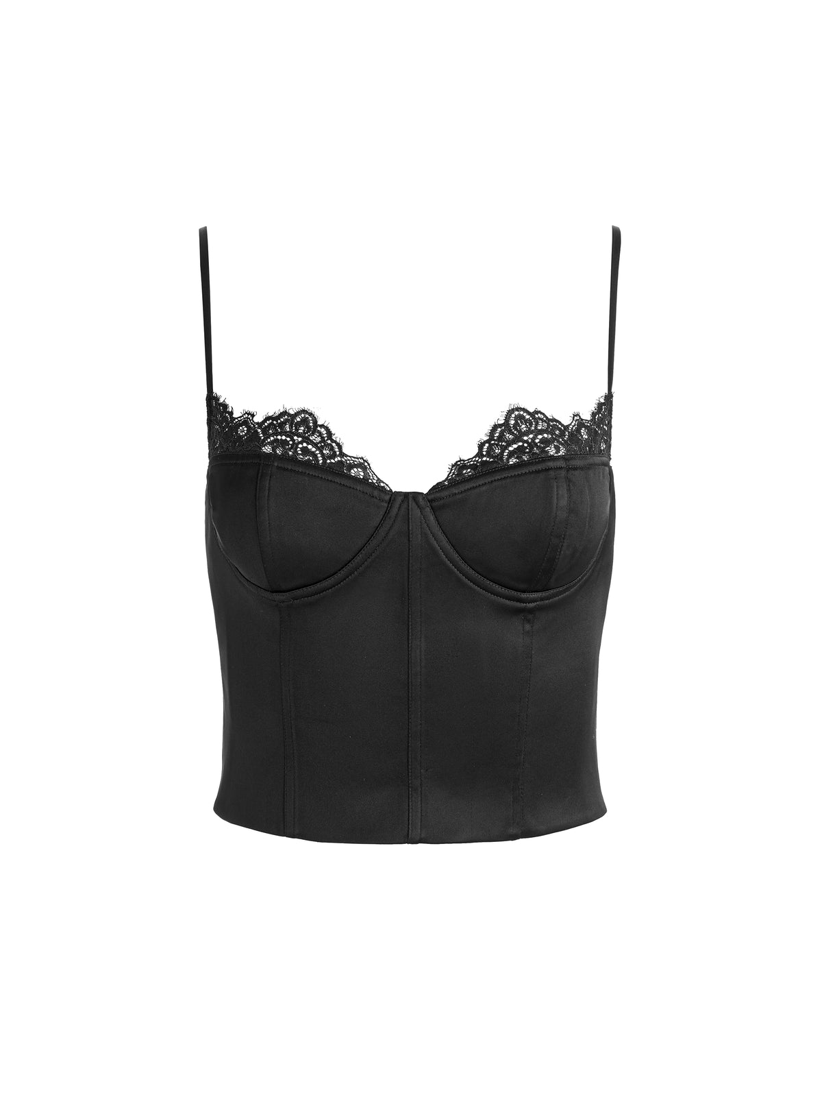 NILA LACE CORSET TOP - BLACK
