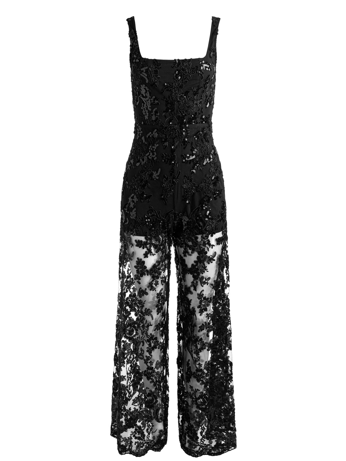ISABELLA EMBELLISHED LACE JUMPSUIT - BLACK