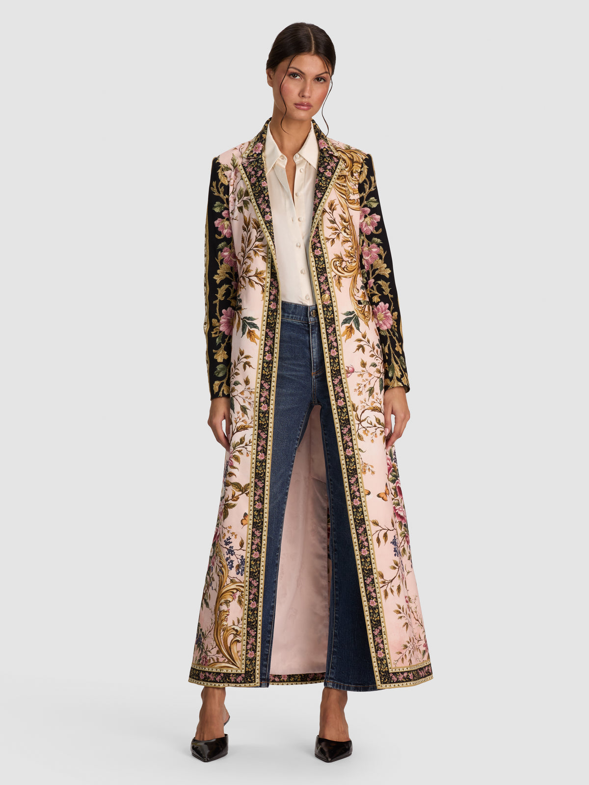 MACEY EMBROIDERED LONG BLAZER-TRUE GRANDEUR-ALICE + OLIVIA
