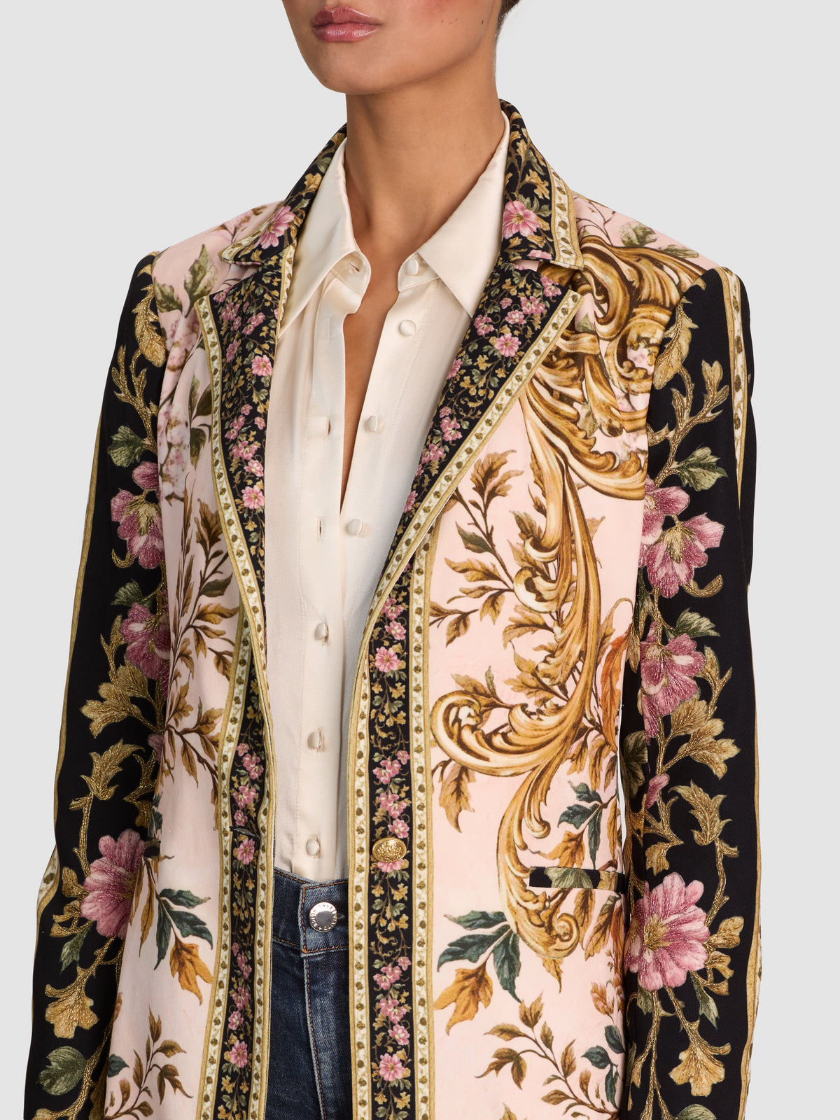 MACEY EMBROIDERED LONG BLAZER-TRUE GRANDEUR-ALICE + OLIVIA