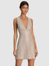 MANDY EMBELISHED MINI DRESS-SILVER-ALICE + OLIVIA