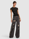 TESS EMBELLISHED TEE-BLACK/CLEAR CRYSTAL-ALICE + OLIVIA