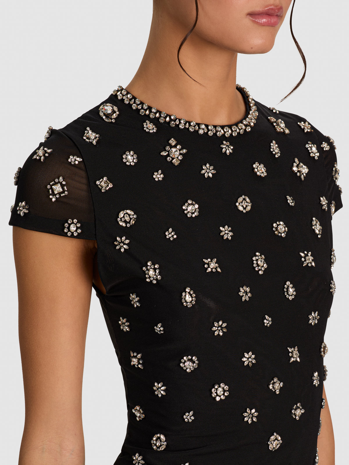 TESS EMBELLISHED TEE-BLACK/CLEAR CRYSTAL-ALICE + OLIVIA