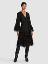 AMA SEQUIN FEATHER ROBE-Black-ALICE + OLIVIA
