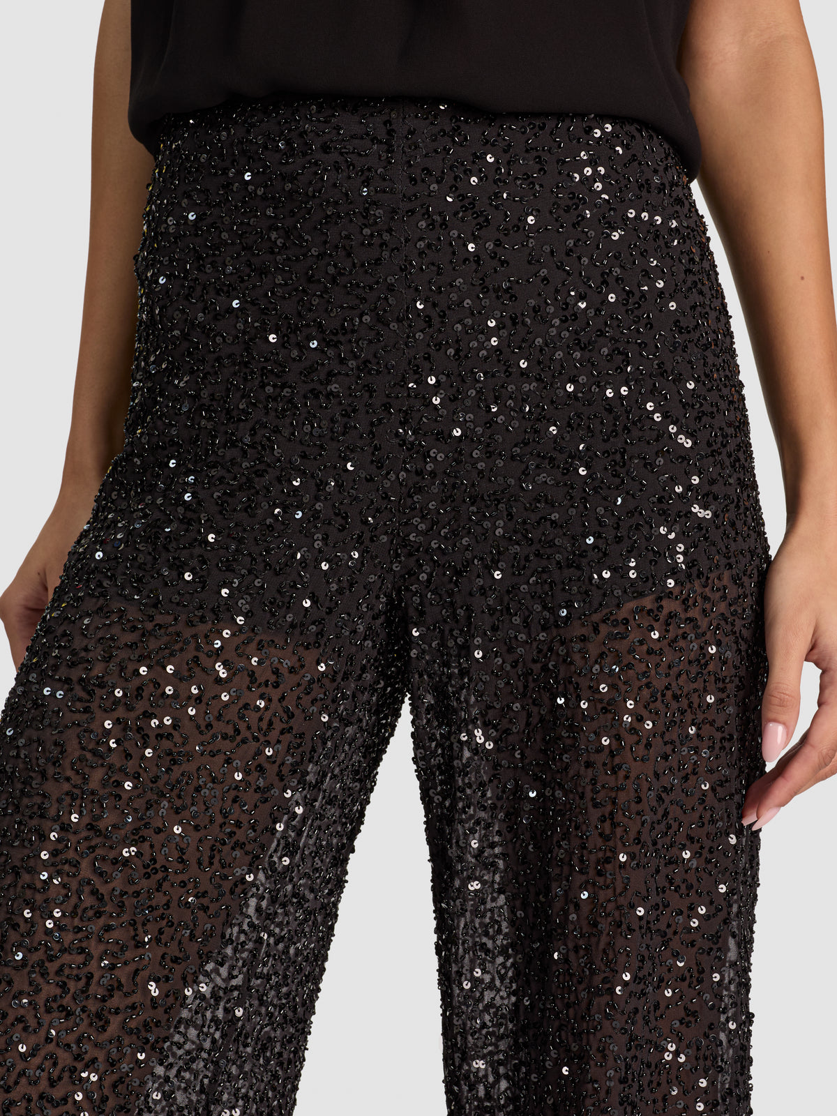 ATHENA SEQUIN PANT-Black-ALICE + OLIVIA