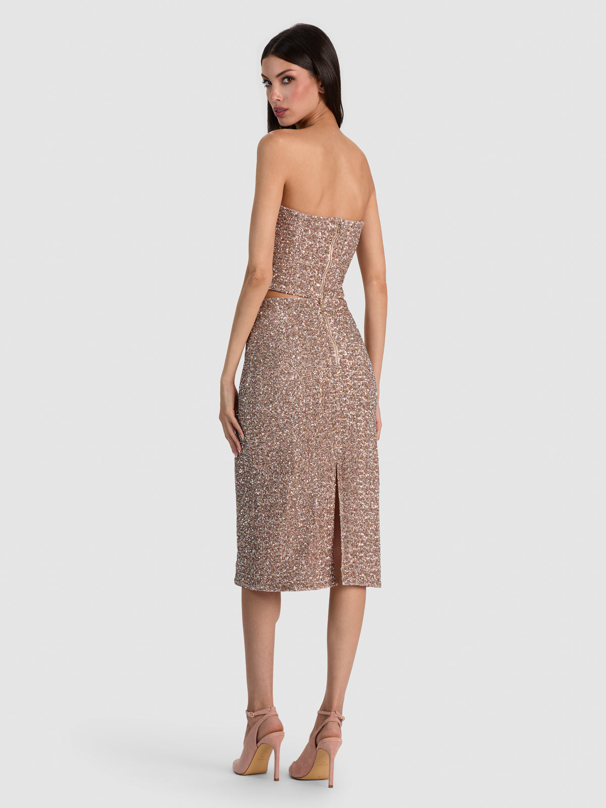 FIFI SEQUIN MIDI SKIRT-BLUSH-ALICE + OLIVIA