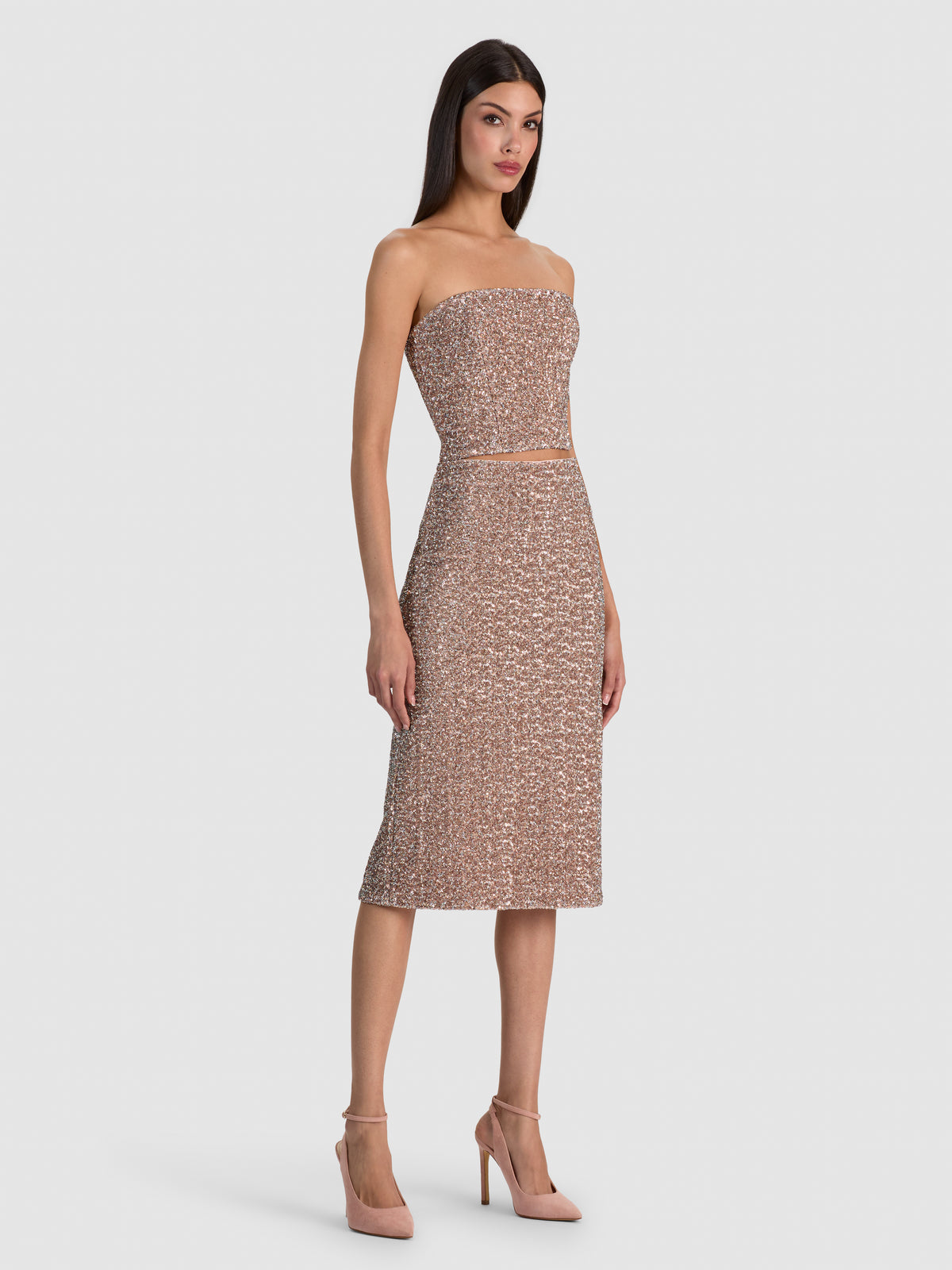 FIFI SEQUIN MIDI SKIRT-BLUSH-ALICE + OLIVIA