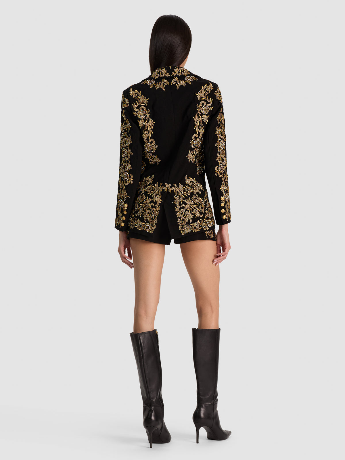 IVAN EMBELLISHED BLAZER-BLACK/GOLD-ALICE + OLIVIA