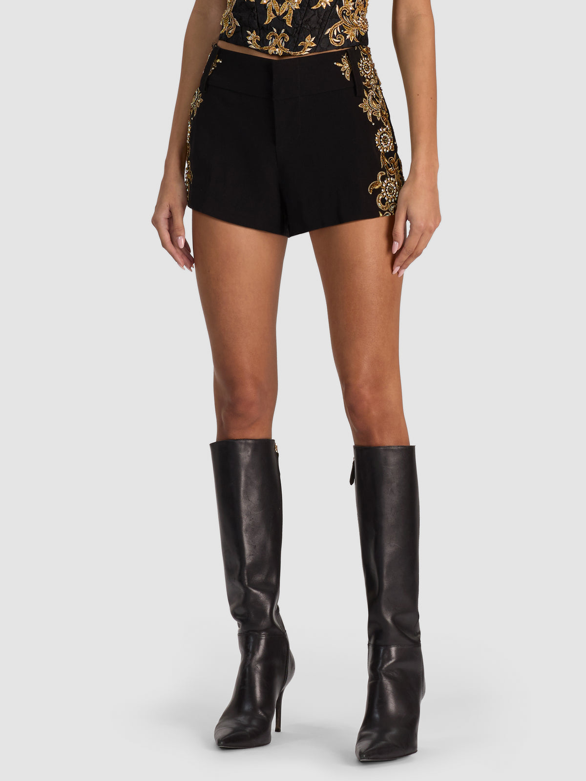 CADY EMBELL SHORT-BLACK/GOLD-ALICE + OLIVIA