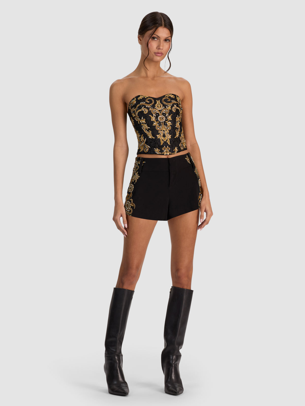 CADY EMBELL SHORT-BLACK/GOLD-ALICE + OLIVIA