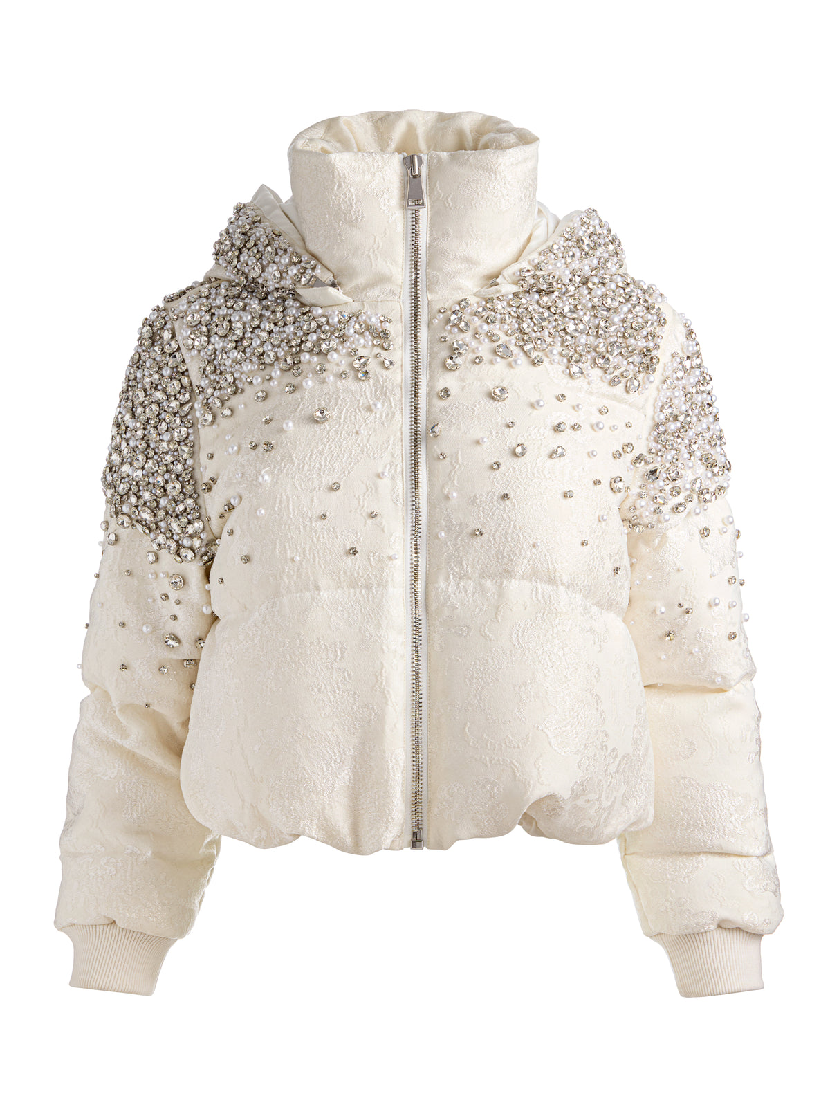 ROBENA EMBELL CROPPED PUFFER-OFF WHITE/CLEAR CRYSTAL-ALICE + OLIVIA