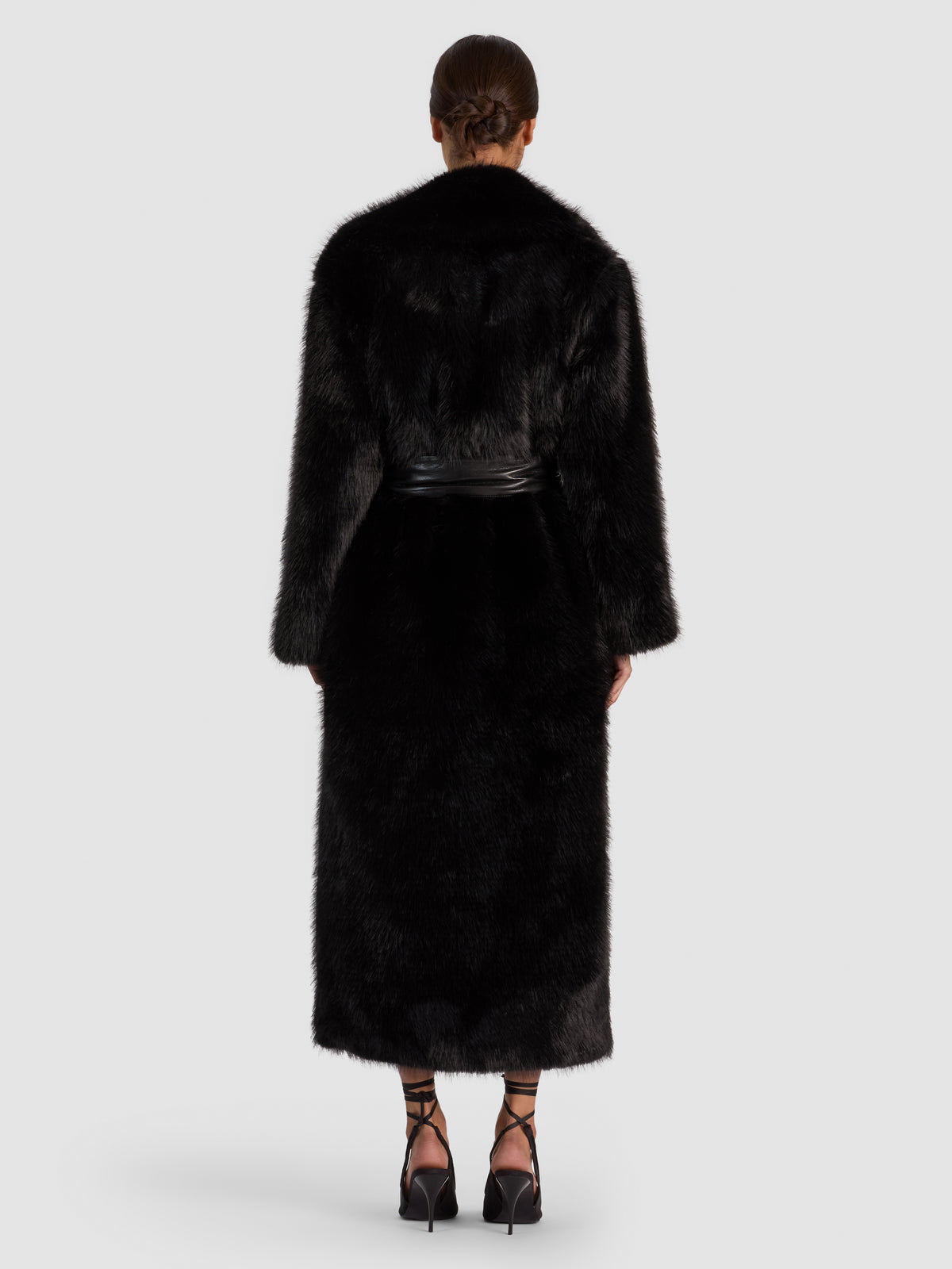 MARVIN FAUX FUR LONG COAT-Black-ALICE + OLIVIA