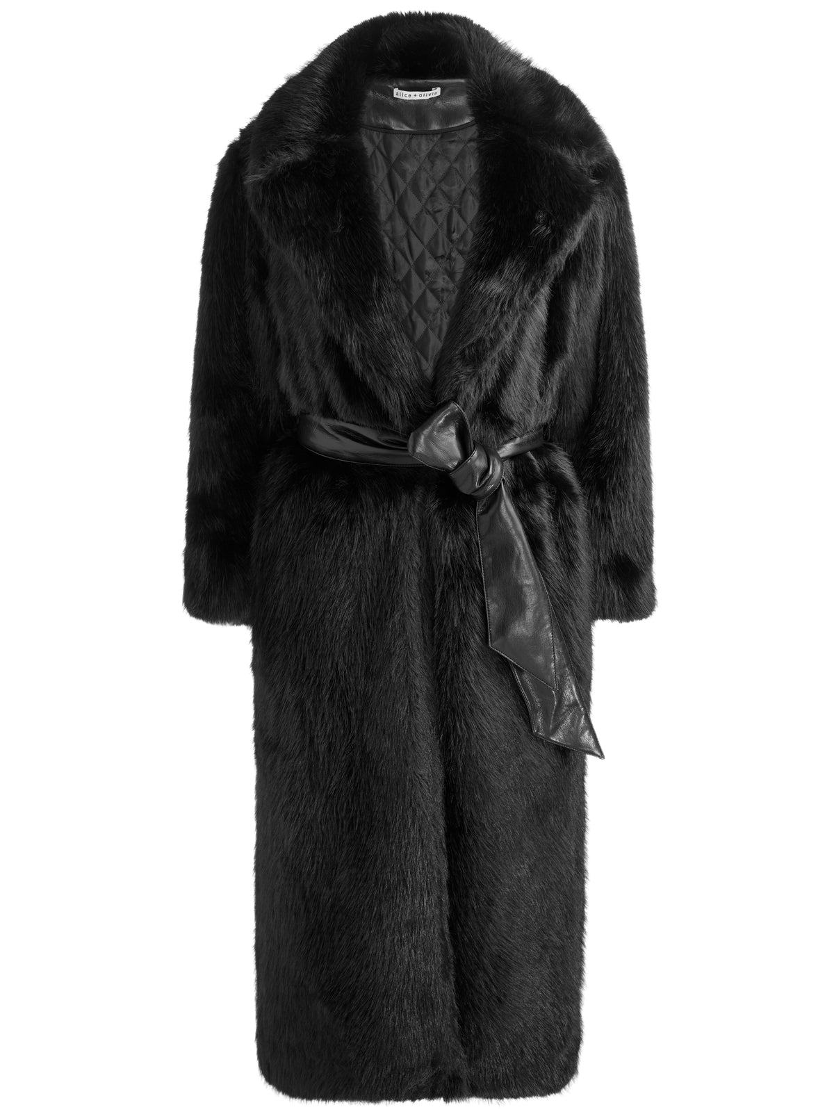 MARVIN FAUX FUR LONG COAT-Black-ALICE + OLIVIA