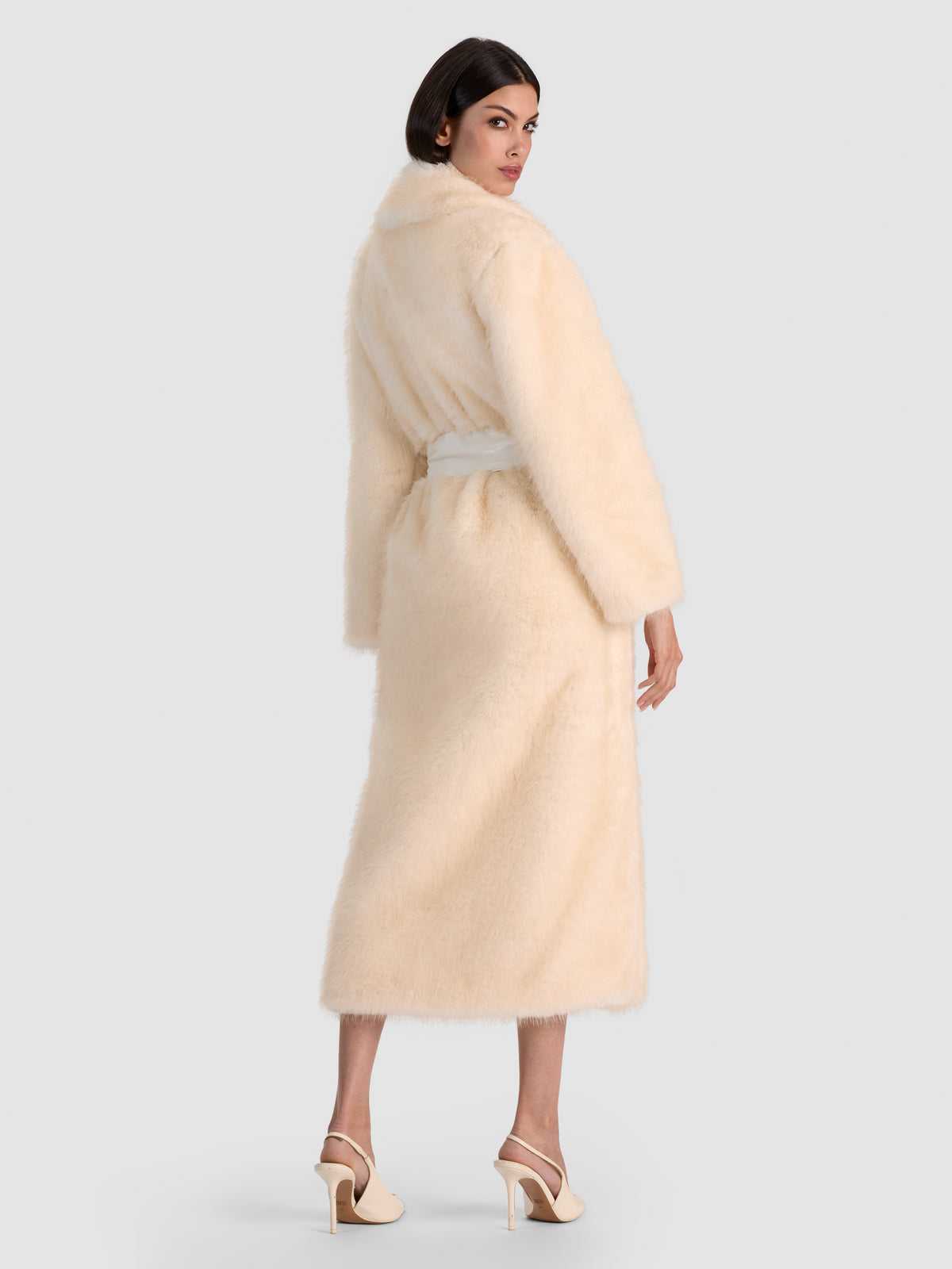 MARVIN FAUX FUR LONG COAT-OFF WHITE-ALICE + OLIVIA