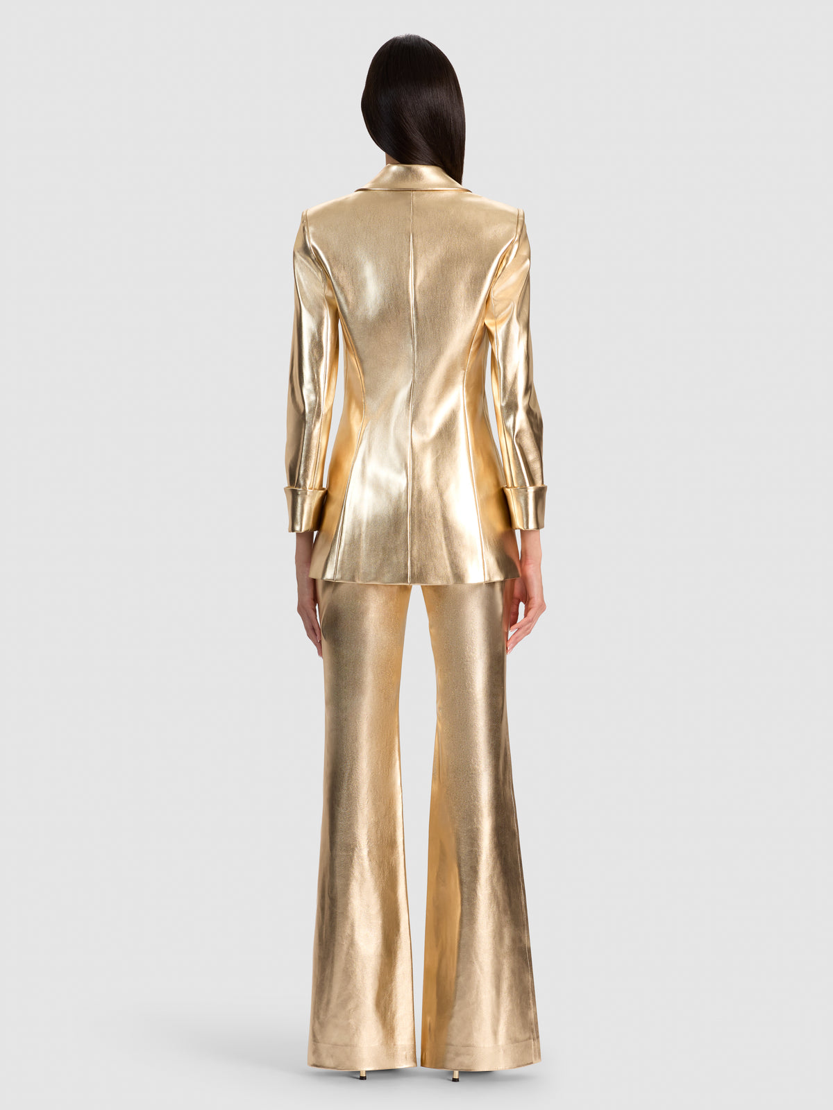 BURNS VEGAN LEATHER BLAZER-GOLD-ALICE + OLIVIA