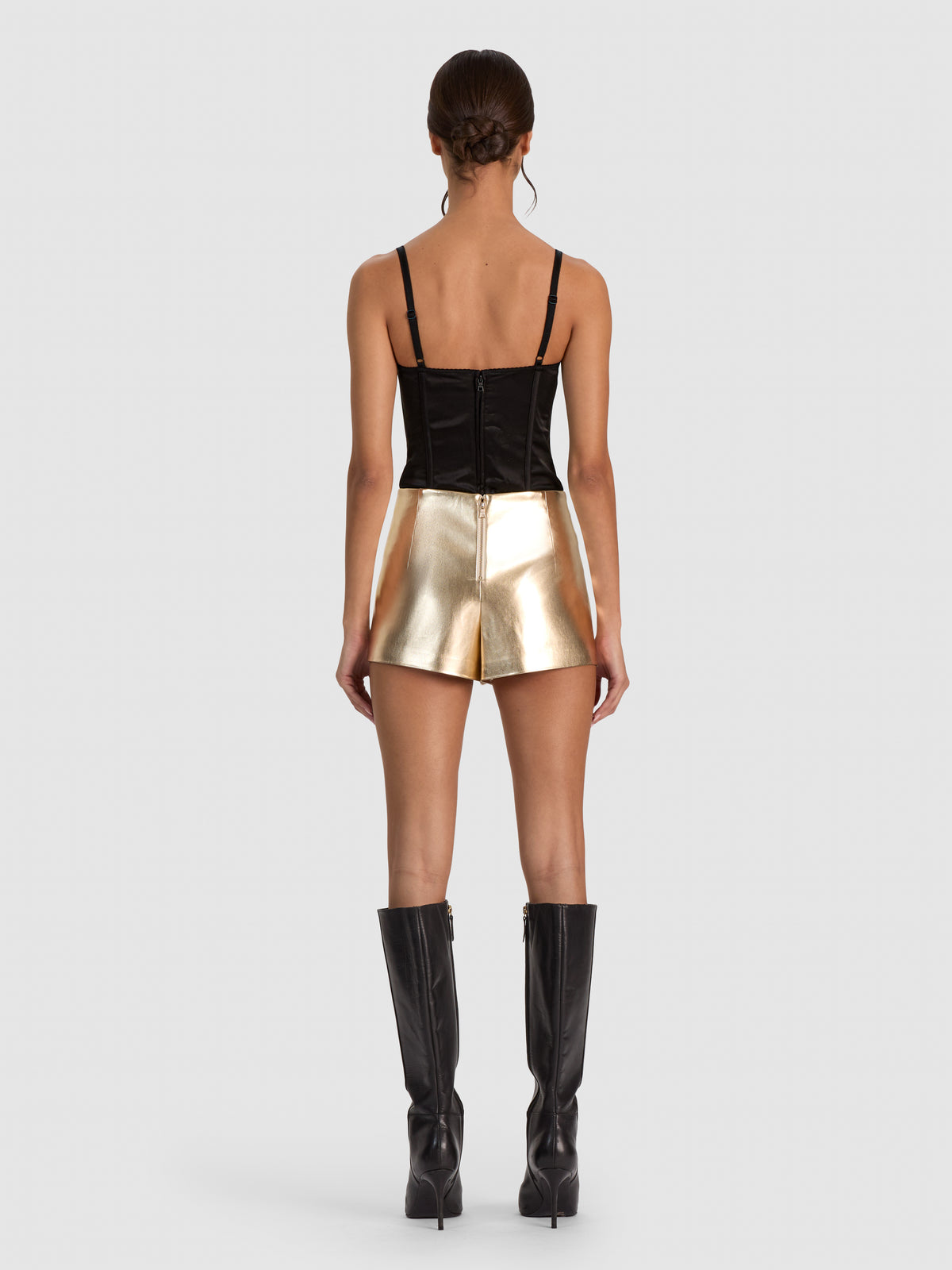 MACE VEGAN LEATHER MINI SKORT-GOLD-ALICE + OLIVIA
