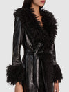 POLINA VEGAN LEATHER FAUX FUR COAT-Black-ALICE + OLIVIA