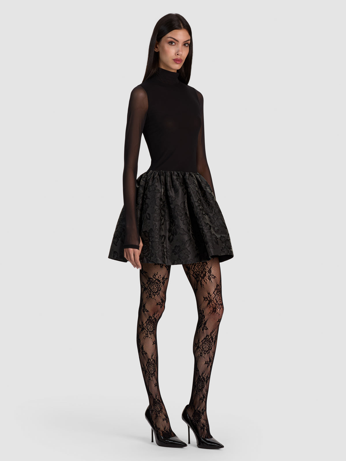 CHARA FLARED MINI DRESS-Black-ALICE + OLIVIA