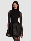 CHARA FLARED MINI DRESS-Black-ALICE + OLIVIA