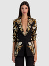 SHAE FITTED BLAZER-NOIR ELEGANCE OFF WHITE-ALICE + OLIVIA