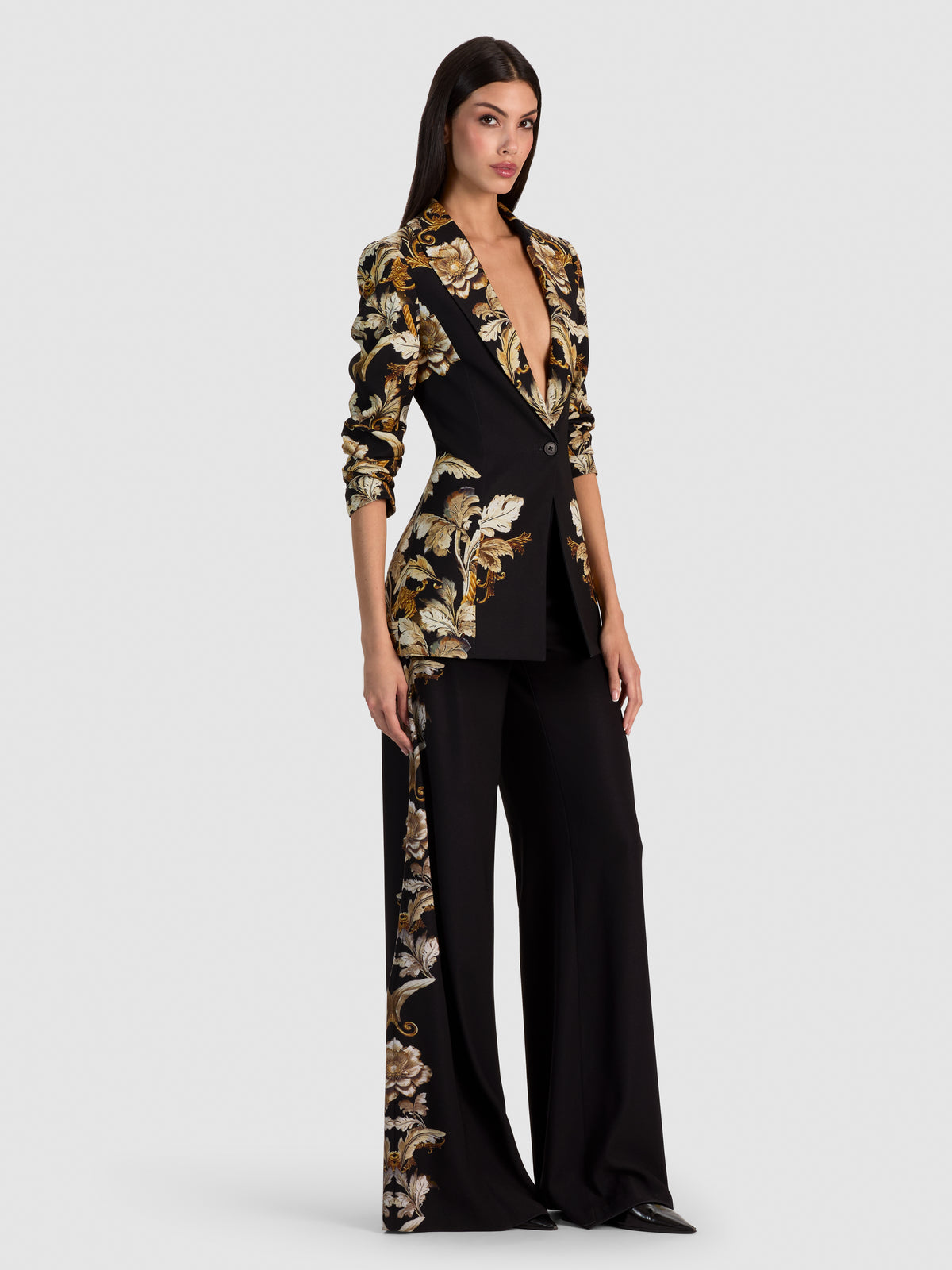 SHAE FITTED BLAZER-NOIR ELEGANCE OFF WHITE-ALICE + OLIVIA