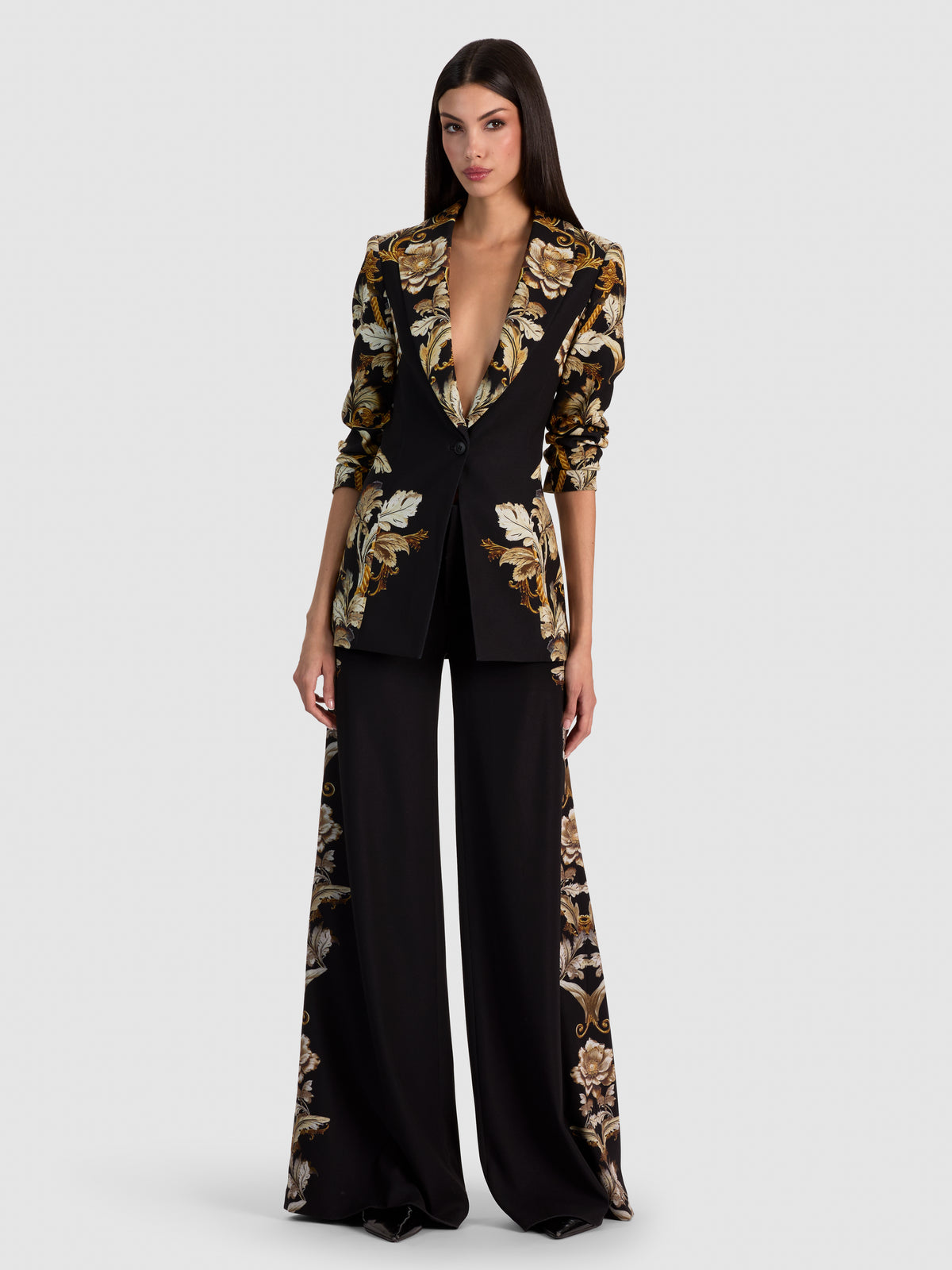 SHAE FITTED BLAZER-NOIR ELEGANCE OFF WHITE-ALICE + OLIVIA