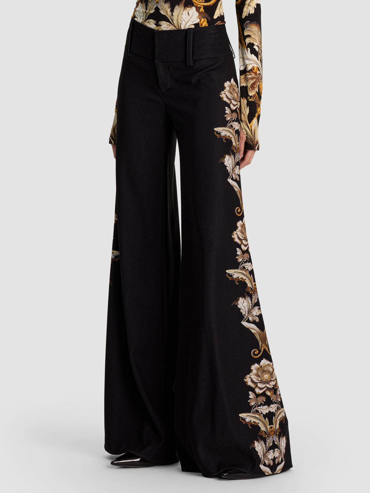 OLIVIA FLARE PANT-NOIR ELEGANCE OFF WHITE-ALICE + OLIVIA