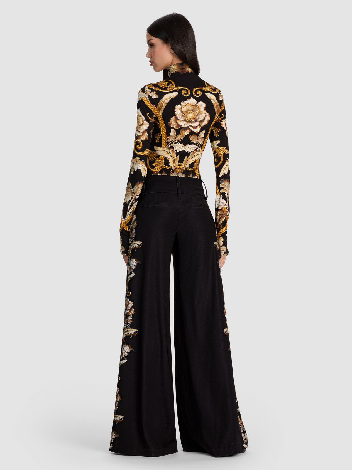OLIVIA FLARE PANT-NOIR ELEGANCE OFF WHITE-ALICE + OLIVIA