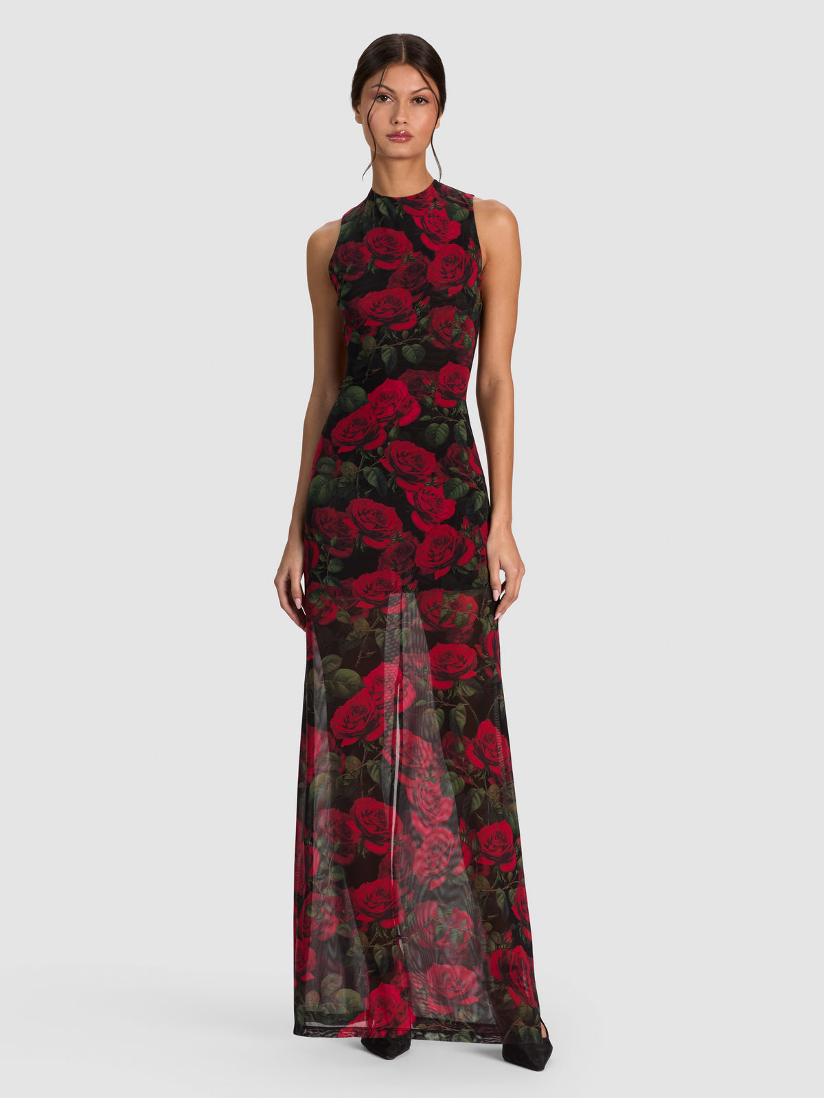 DELORA MAXI DRESS-ROUGE ROMANCE BLACK SM-ALICE + OLIVIA