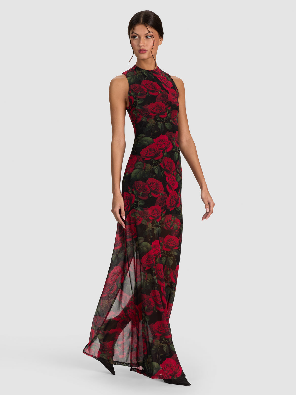 DELORA MAXI DRESS-ROUGE ROMANCE BLACK SM-ALICE + OLIVIA