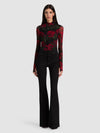 DELAINA TURTLENECK BODYSUIT-ROUGE ROMANCE BLACK SM-ALICE + OLIVIA