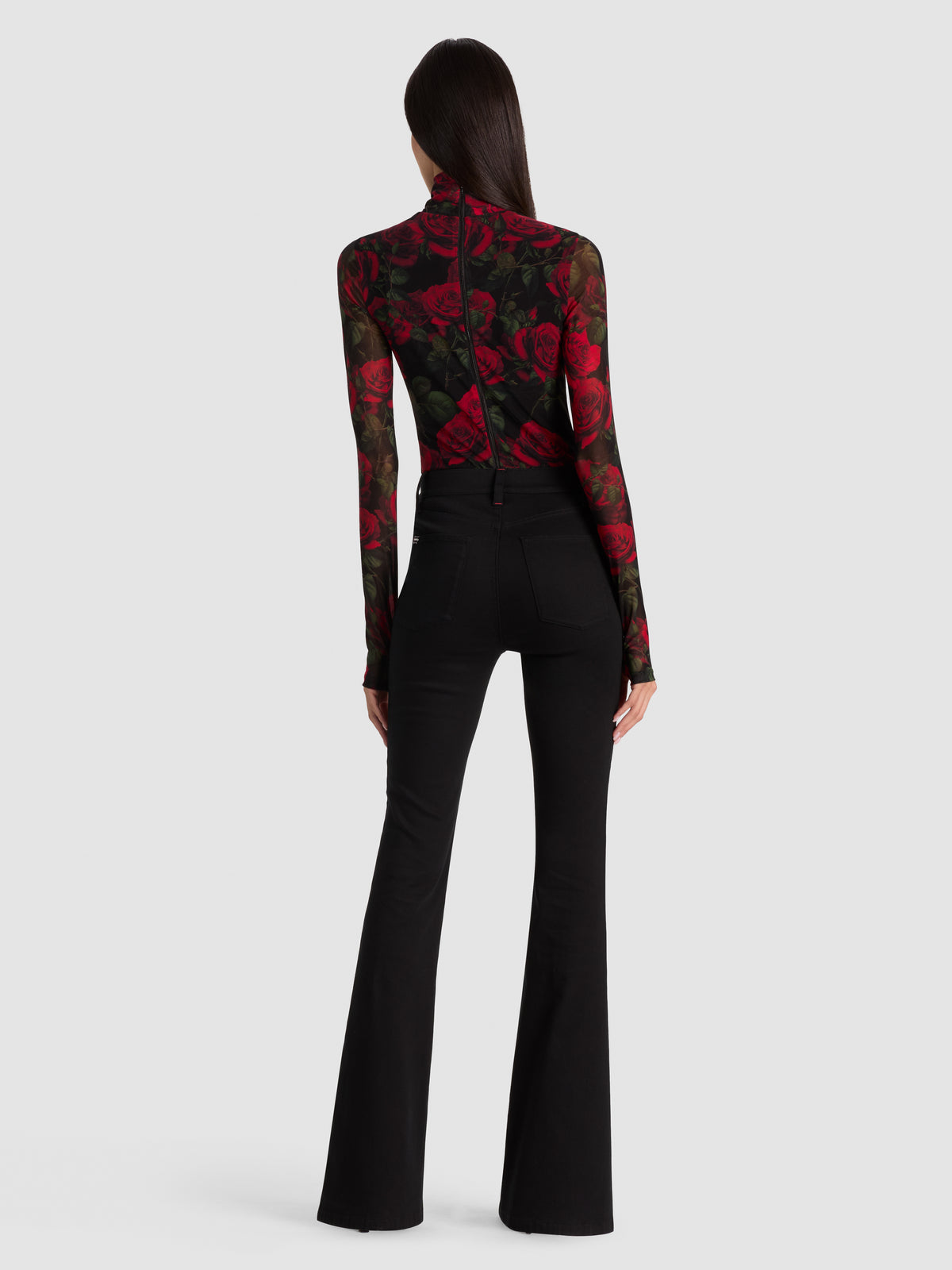 DELAINA TURTLENECK BODYSUIT-ROUGE ROMANCE BLACK SM-ALICE + OLIVIA