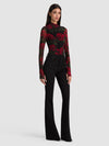 DELAINA TURTLENECK BODYSUIT-ROUGE ROMANCE BLACK SM-ALICE + OLIVIA