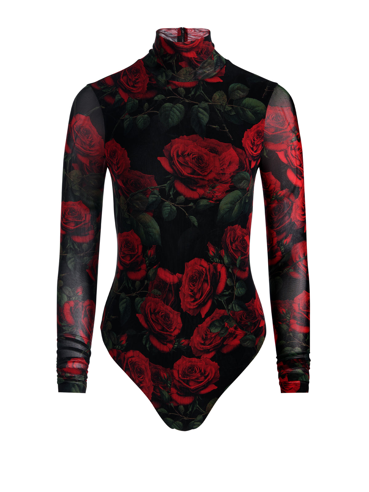 DELAINA TURTLENECK BODYSUIT - ROUGE ROMANCE BLACK SM