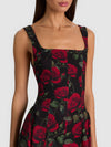 VERA FLARE MINI DRESS-ROUGE ROMANCE BLACK-ALICE + OLIVIA
